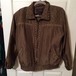 Vintage Studio Sportif Olive Silk Bomber Jacket